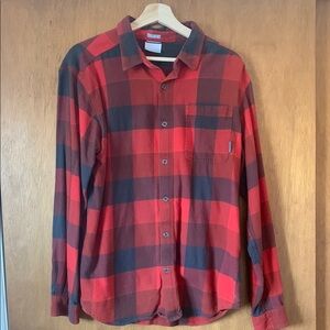Columbia Sportswear Red and Black Plaid Men's LargeShirt